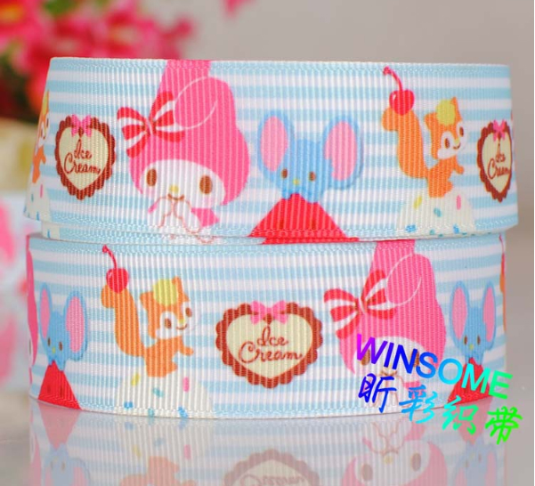 ริบบิ้นผ้าพิมพ์ลาย My Melodyกว้าง 25 mm #CT20