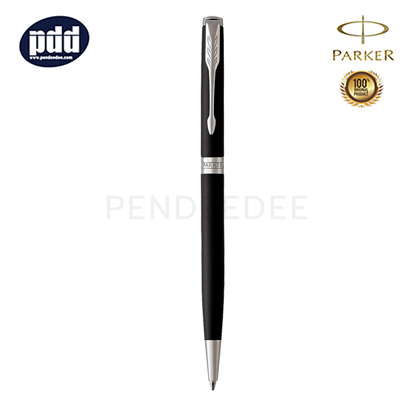 ปากกาสลักชื่อ PARKER ปากกาลูกลื่น ป๊ากเกอร์ ซอนเนต สลิม สีดำด้าน คลิปเงิน PARKER Sonnet Slim Matte Black CT Ballpoint Pen