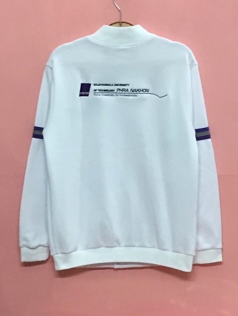 เสื้อรุ่นนักศึกษามหาวิทยาลัย ปัก แขนเสื้อแต่งแถบแขนสองสี สามเส้น