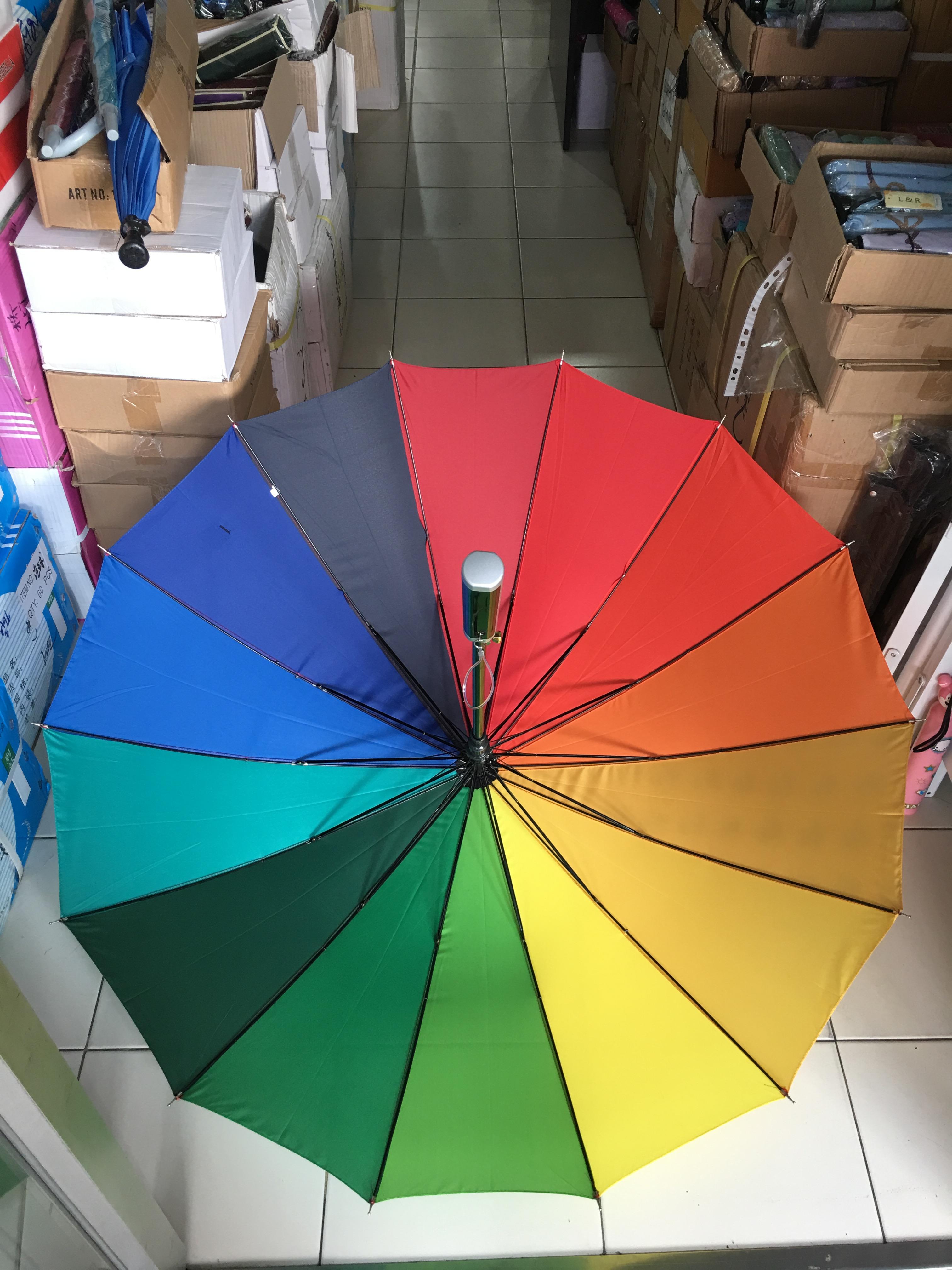 ร่มสายรุ้ง14ก้าน ด้ามตรง24นิ้ว