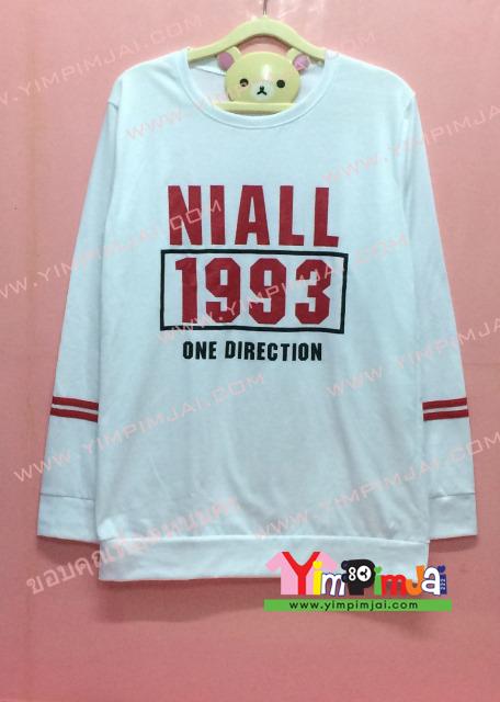 เสื้อยืด สีขาว แขนยาว สกรีนตามสั่ง NIALL 1993 One Direction