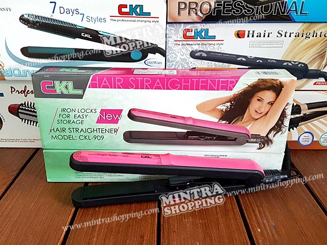 เครื่องหนีบผม CKL-909 สีชมพูดำ ใช้งานง่าย หนีบตรงได้ ม้วนได้ ปรับความร้อนได้หลายระดับ