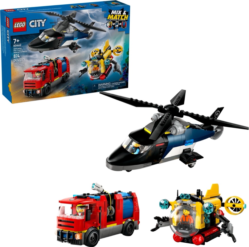 เลโก้ LEGO City 60462 Helicopter, Fire Truck & Submarine Remix