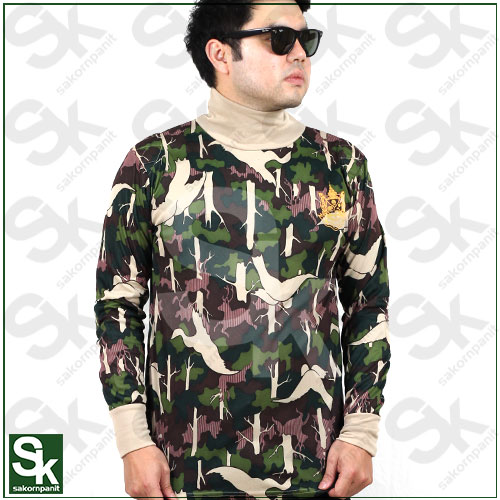เสื้อยืดลายพราง คอเต่า /บุฟองน้ำไหล่ (ผ้ากีฬา)-*