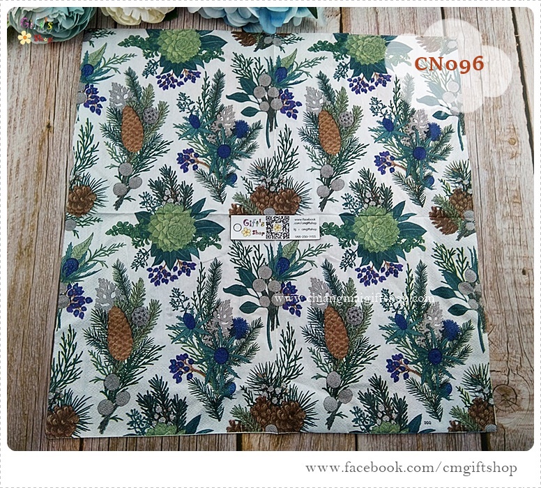 กระดาษแนปกิ้น, ลายลูกสน, ลายใบไม้หลายแบบ, ลายคริสต์มาส, พื้นหลังสีขาว, ลายเทศกาลคริสต์มาส