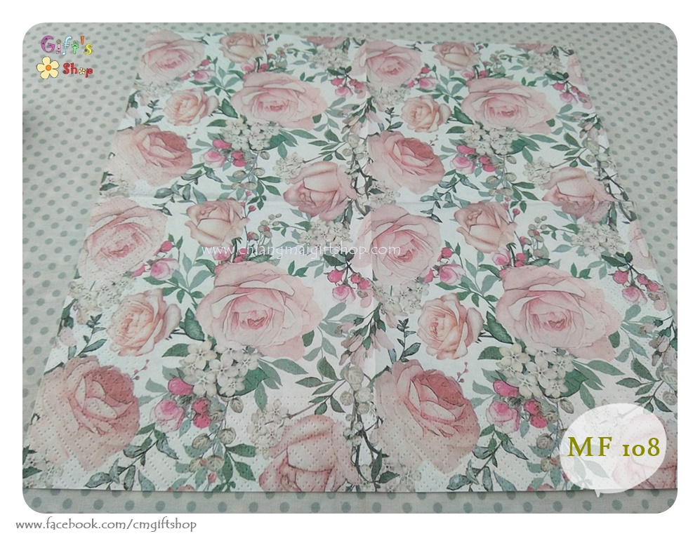 กระดาษแนปกิ้นยุโรป, Gorgeous Roses, ลายดอกไม้, ลายดอกกุหลาบ, ลายดอกไม้สีชมพู, ลายดอกกุหลาบสีชมพู, ลายดอกกุหลาบสีชมพูอ่อน, ลายดอกกุหลาบใบกุหลาบ, ลายดอกไม้สีขาว, พื้นหลังสีขาว