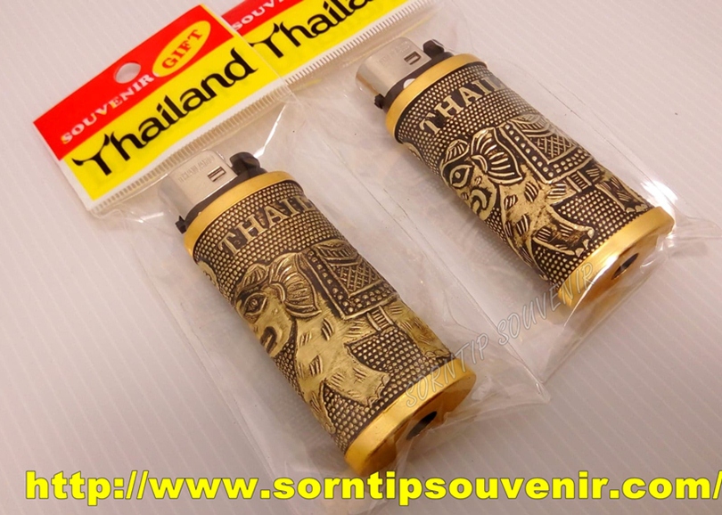 ไฟแช็คปลอกโลหะลายช้างTHAILAND ของที่ระลึกไทย