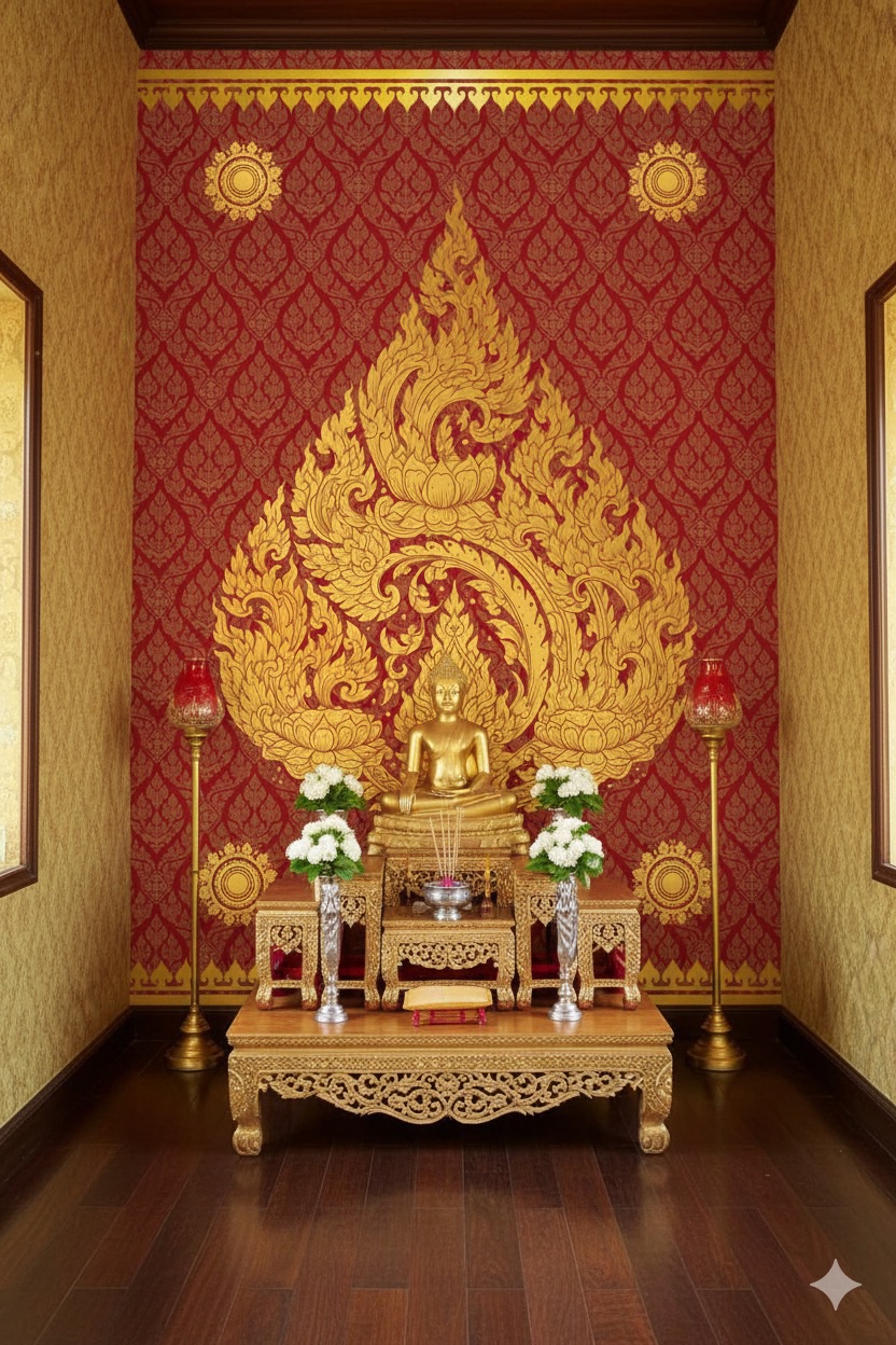 สติ๊กเกอร์ลายไทย ตกแต่งห้องพระ, วัด, ร้านนวดสปาไทย, ร้านอาหารไทย.. แดง/น้ำเงิน/เขียว/ดำ ST-LTH2025-002