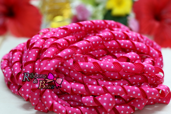 ริบบิ้นเกลียวลายจุด กว้าง 10 mm #Y31