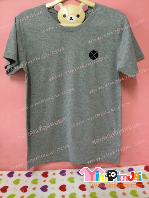 เสื้อยืด สีเทา แขนสั้น สกรีนตามสั่ง ปักอก