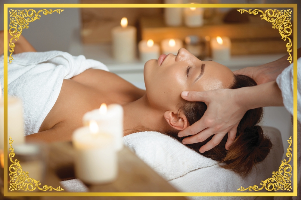 ชุดสติ๊กเกอร์ภาพนวด ตกแต่งด้วยกรอบลายไทย สำหรับตกแต่งร้านนวดไทย สปาไทย (มีให้เลือก 12 ภาพ) ST-SPA1(60x40cm)