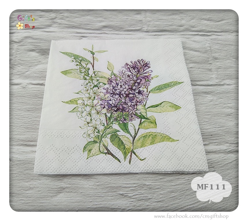 กระดาษแนปกิ้น ลายดอกไลแลค ลายLilac white, ลายดอกไม้สีม่วงขาว, พื้นหลังสีขาว, ลายช่อดอกไม้สีม่วงขาว, ลายดอกไม้โทนสีม่วง, ลายดอกไม้