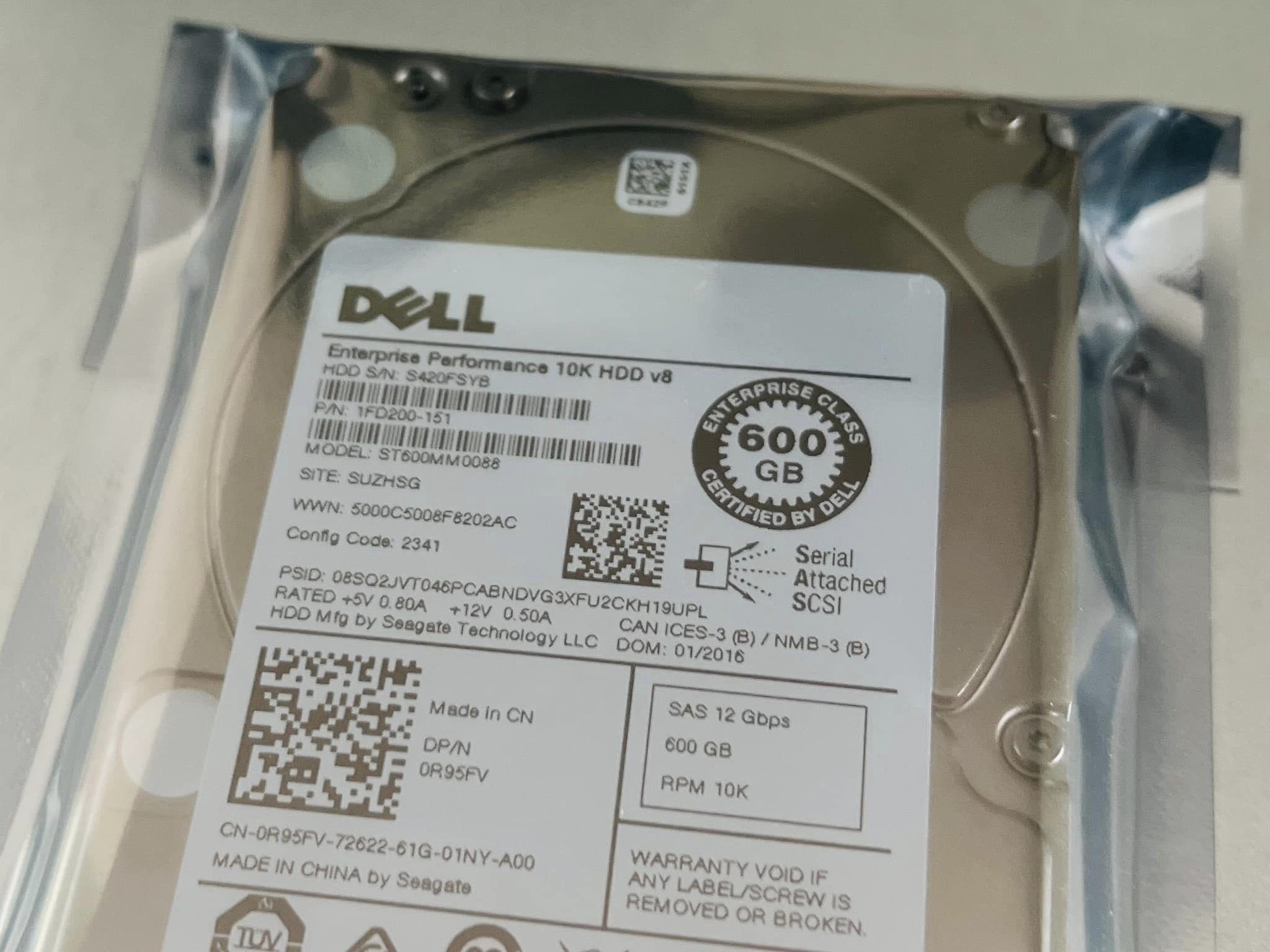 hdd sas 600gb 10k 12gbps ฮาร์ดดิสเซิร์ฟเวอร์มือสองพร้อมใช้งาน