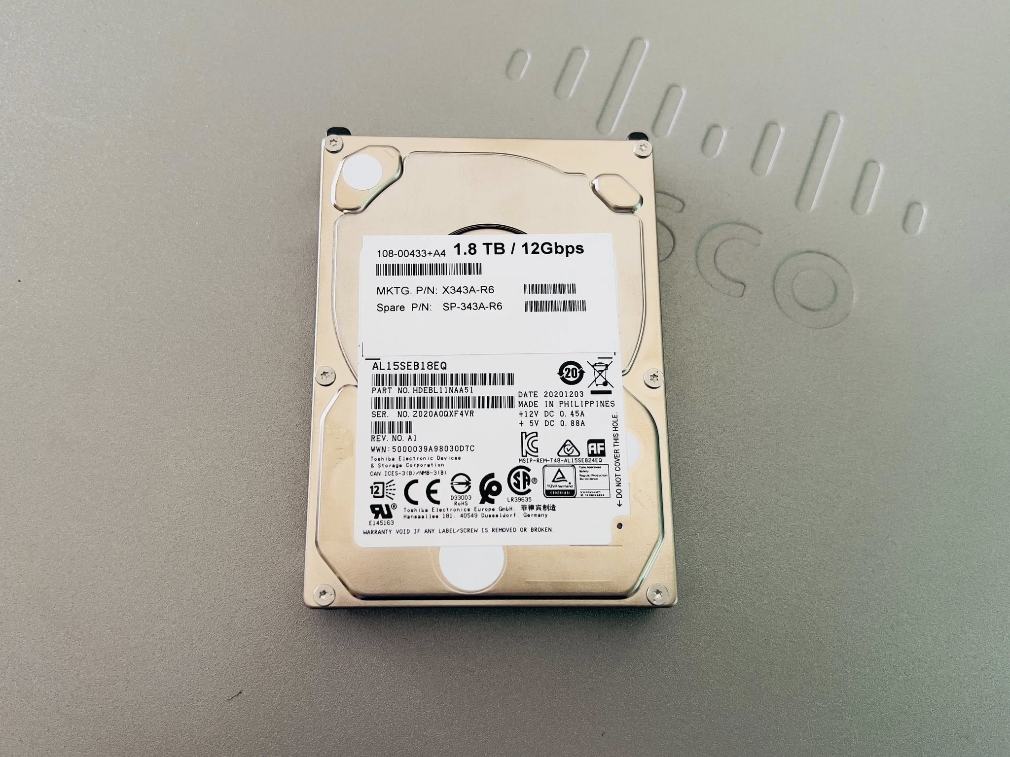 hdd sas 1.8tb 10k 12Gbps 2.5" hdd server ฮาร์ดดิสเซิร์ฟเวอร์มือสองพร้อมใช้งาน