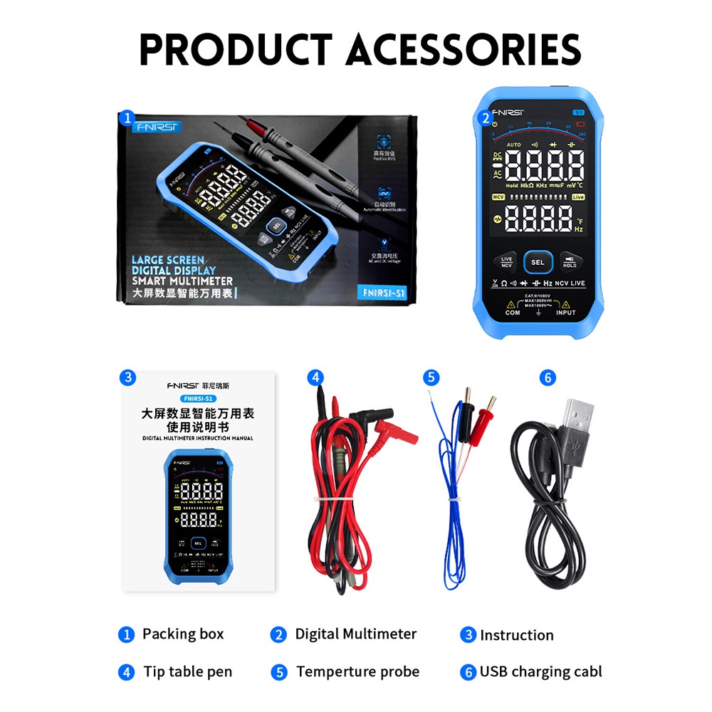 FNIRSI S1 Large Screen Digital Display Smart Multimeter