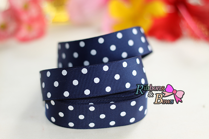 ริบบิ้นผ้าพิมพ์ลายจุด กว้าง 22 mm #PD056