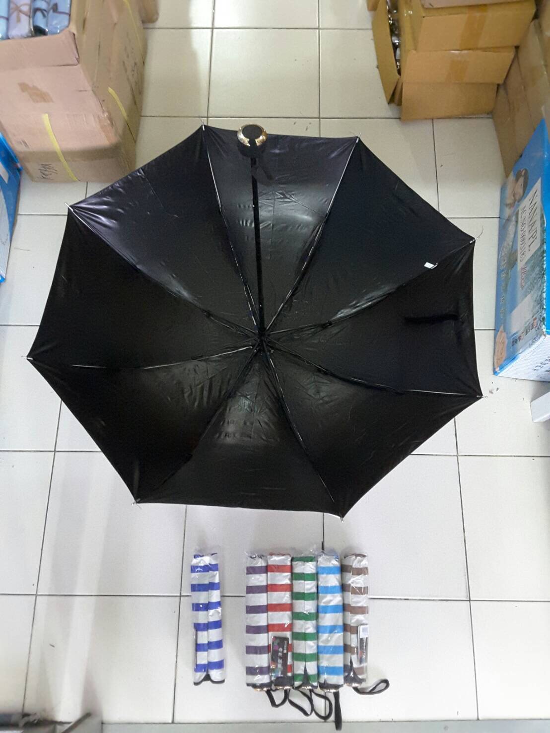 ร่มพับ3ตอนยูวีดำ21นิ้รหัส610