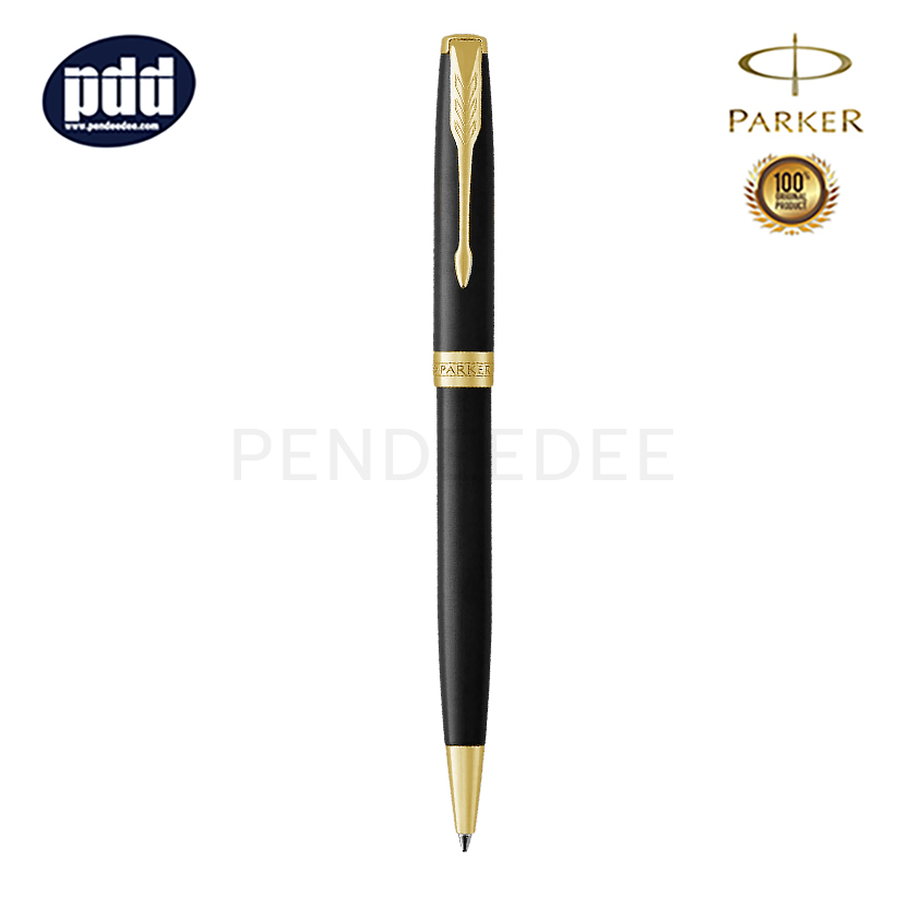ปากกาสลักชื่อ PARKER ปากกาลูกลื่น ป๊ากเกอร์ ซอนเนต สีดำเงา คลิปทอง PARKER Sonnet Lacquer Black GT Ballpoint Pen