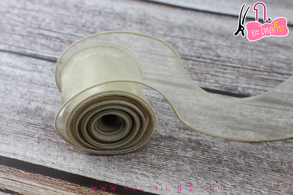 ริบบิ้นผ้าเย็บขอบ ผ้า ไหมแก้ว ขนาด 10ซม. (ขายเป็นหลา)