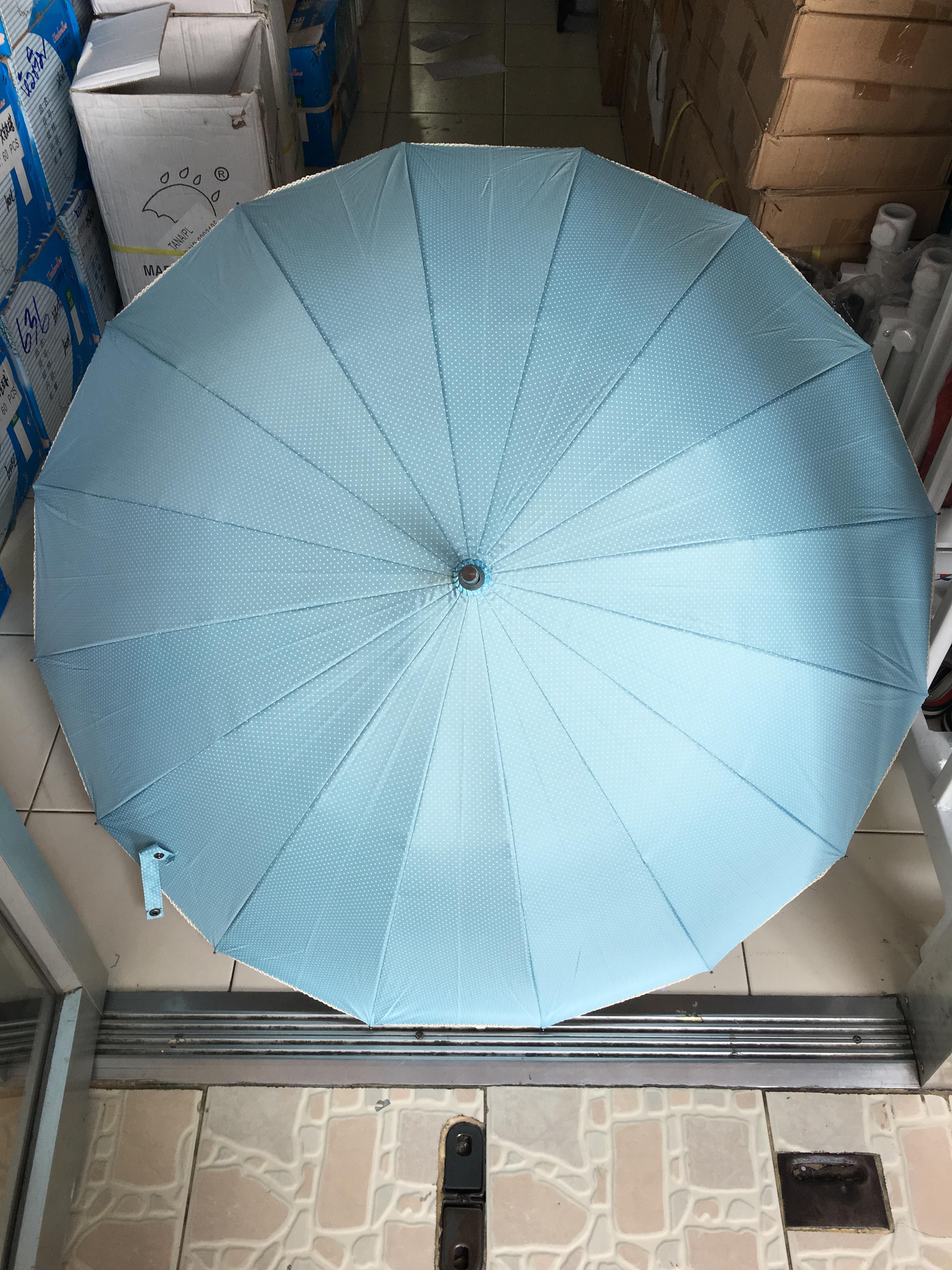 ร่มตอนเดียว23นิ้วลายจุดมีระบายลูกไม้มียูวีสีทอง