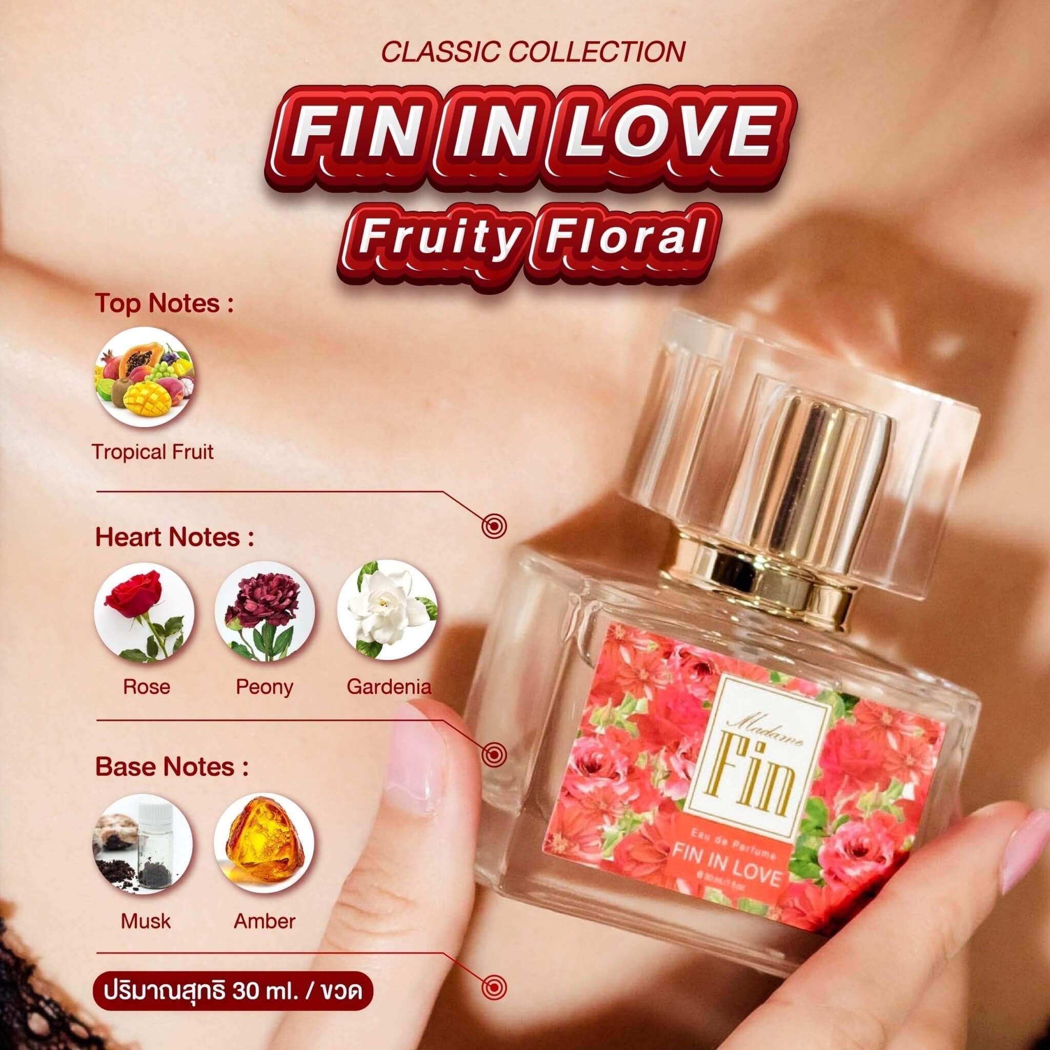 FIN IN LOVE น้ำหอมมาดามฟิน สีแดง - หอมหวาน น่ารัก เย้ายวนใจ(แพคเกจใหม่)