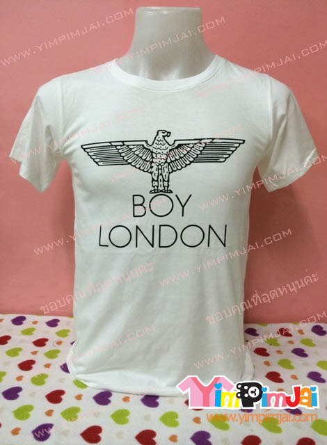 เสื้อยืด สีดำ สีขาว แขนสั้น สกรีนตามสั่ง BOY LONDON