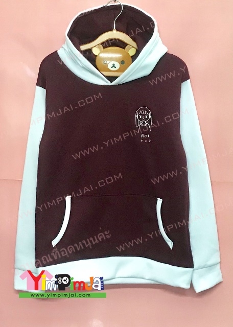 เสื้อฮู้ดเสื้อรุ่นกลุ่ม crazy bear ปักหน้าการ์ตูนและชื่อแต่ละคน