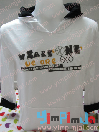เสื้อฮู้ดพับแขน we are one we are exo!!!