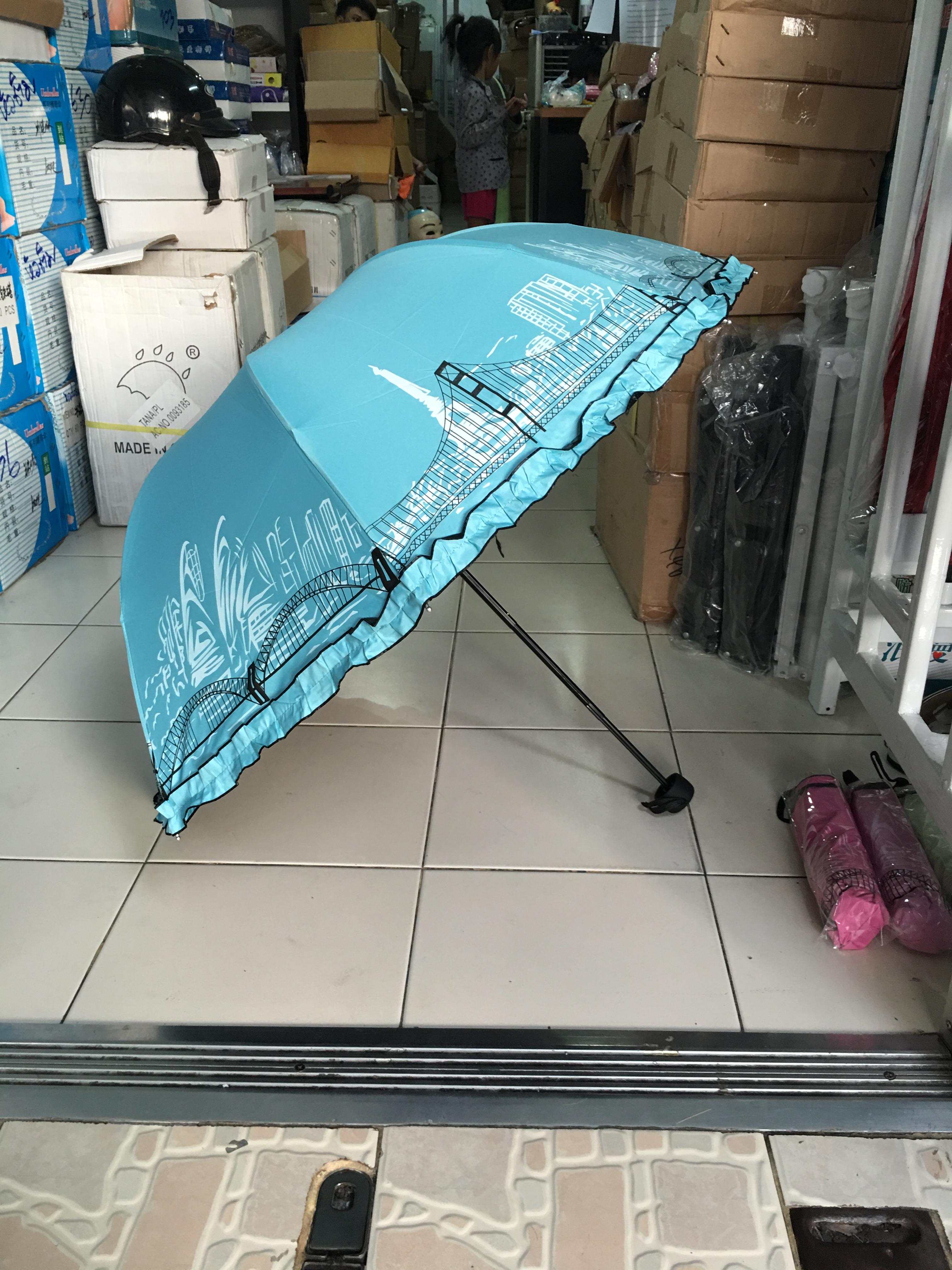 ร่มโค้งแฟชั่นรหัส657มีระบายยูวีสีดำ