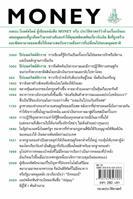 ประวัติศาสตร์ว่าด้วยเรื่องเงิน เขียน : เจคอบ โกลด์สไตน์ แปล : อาริตา พงศ์ธรานนท์