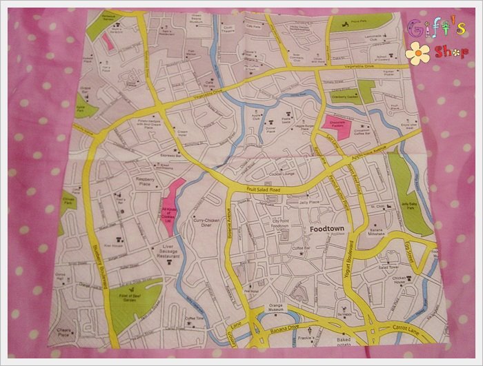 กระดาษแนปกิ้น ลายแผนที่เมืองอาหาร food town