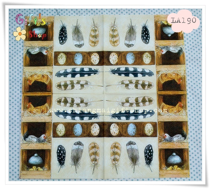 กระดาษแนปกิ้นยุโรป, ลายไก่, ไข่, ขนไก่, พื้นหลังสีครีม, ลายไข่, ลายไข่อีสเตอร์, เทศกาลอีสเตอร์