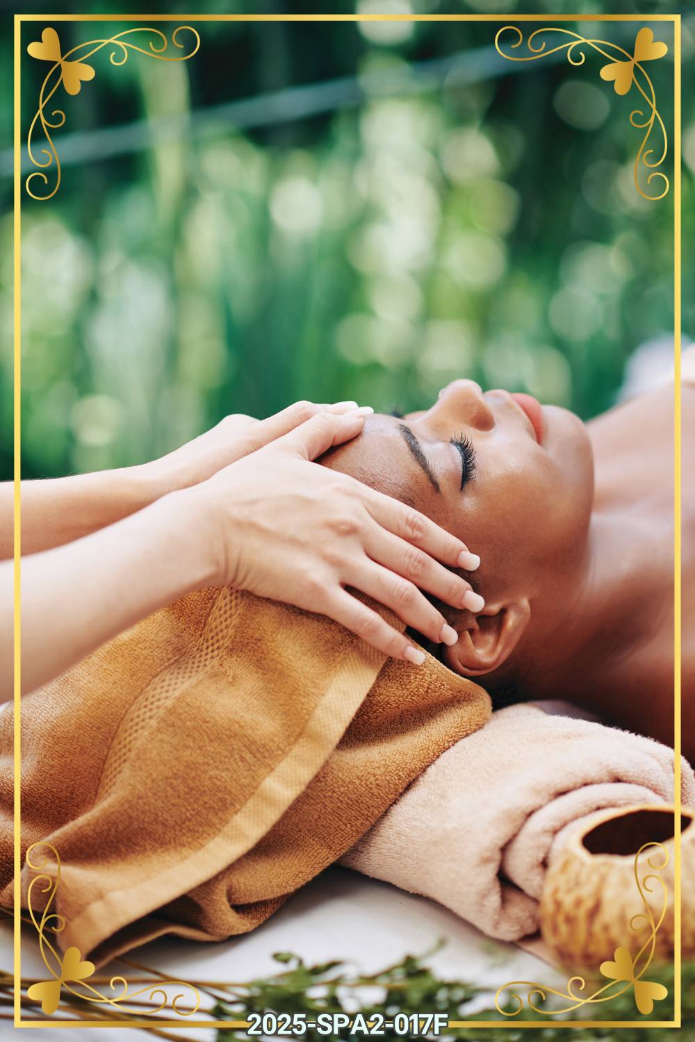 สติ๊กเกอร์ภาพคนนวด พร้อมลายกรอบในตัว (ภาพแนวตั้ง) ST-2025-SPA2F(80x120cm)