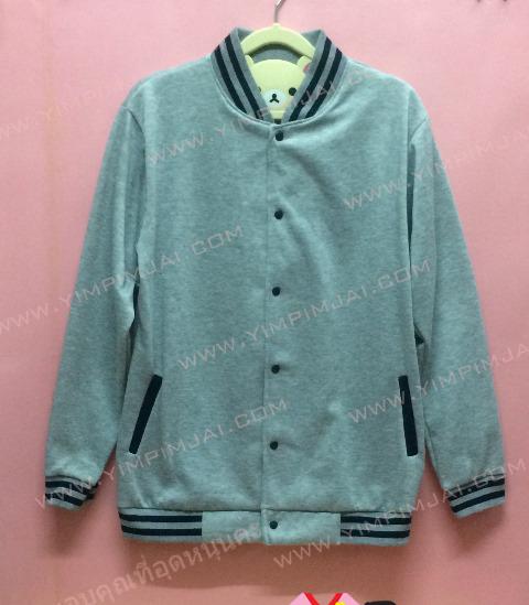 เสื้อกันหนาว เบสบอล สีเทา แขนยาว ลายตามสั่ง เสื้อห้อง เสื้อรุ่น