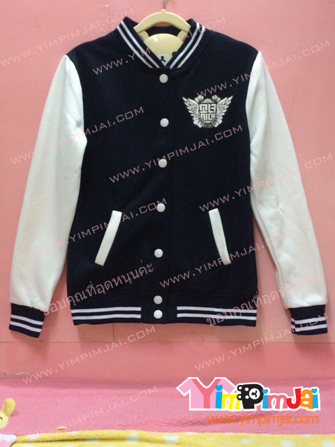 เสื้อกันหนาว เบสบอล สีดำ แขนขาว ลายตามสั่ง ปักอก หลัง TAEYEON