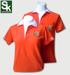 เสื้อโปโล สีส้ม ปกขาว ปักตรากระทรวงทรัพย์**