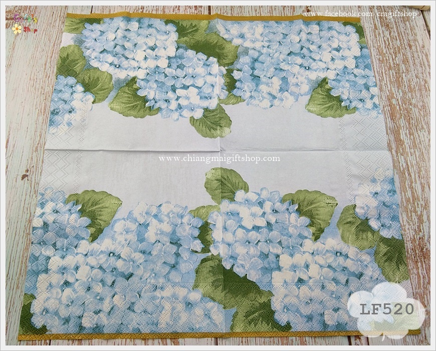 กระดาษแนปกิ้น ลายดอกไม้, ลายดอกไฮเดรนเยียสีฟ้า, ลายดอกไฮเดรนเยีย, ลายดอกไม้สีฟ้า, พื้นหลังสีขาว, พื้นหลังสีอ่อน