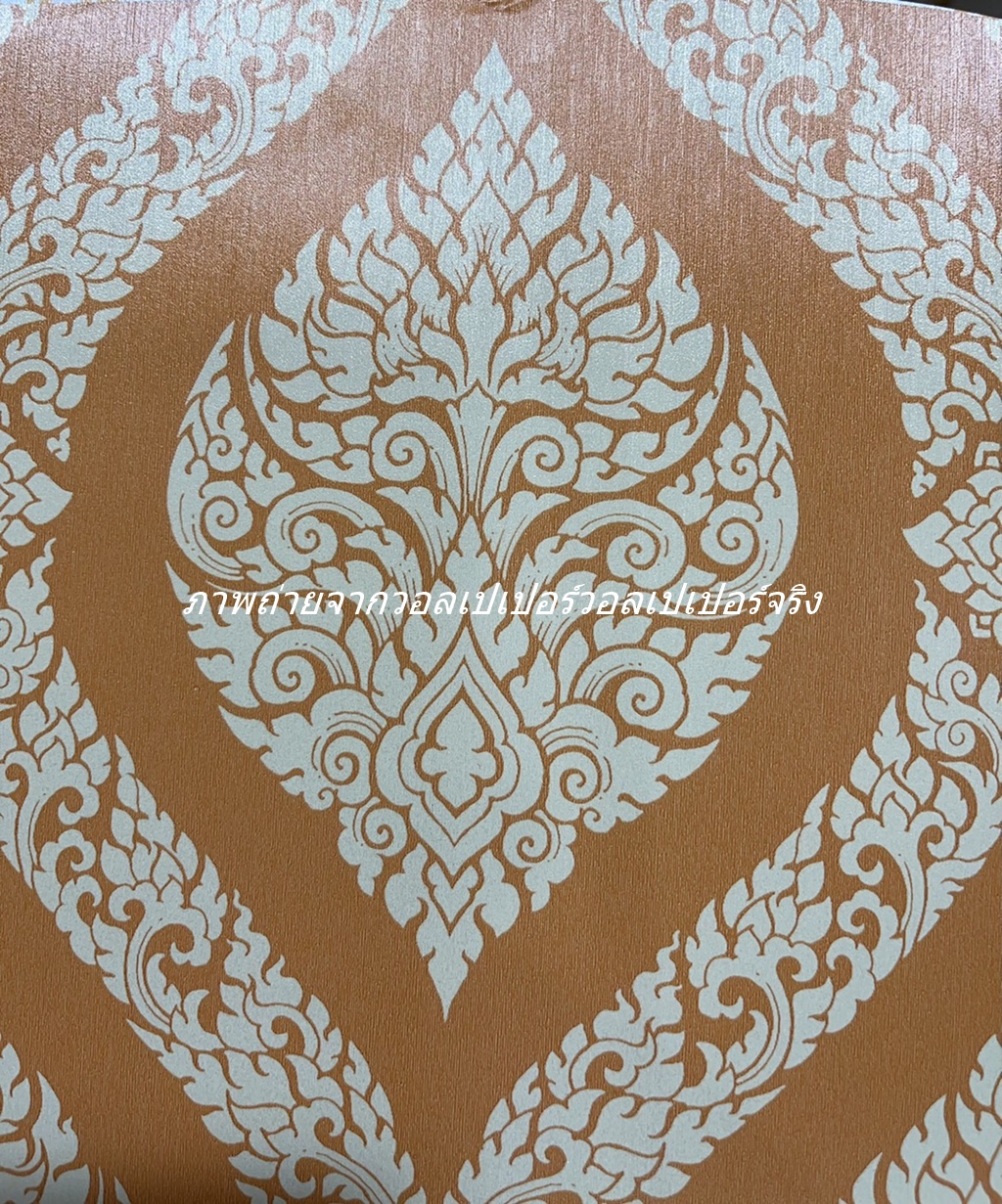 วอลเปเปอร์ลายไทย ลายพุ่มข้าวบิณฑ์ เหลือง - ทอง JPS504