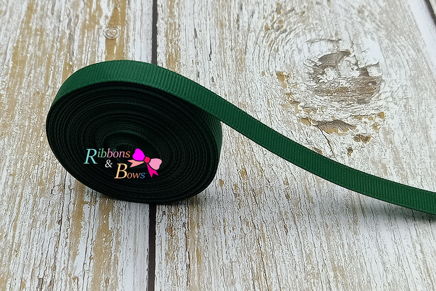 ริบบิ้นผ้าลูกฟูก สีเขียว ( 587 forest green) PC26