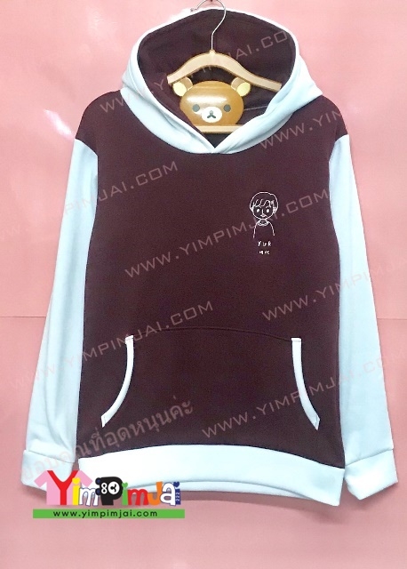 เสื้อฮู้ดเสื้อรุ่นกลุ่ม crazy bear ปักหน้าการ์ตูนและชื่อแต่ละคน