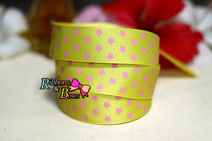 ริบบิ้นผ้าพิมพ์ลายดาว กว้าง 25 mm #ST6