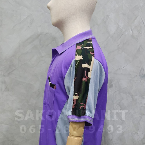 โปโลสีม่วง-ข้างเทา แขนลายพราง /อุทยานฯ (ผ้ากีฬา)