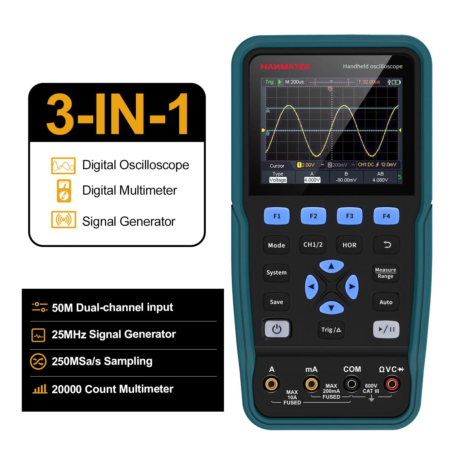 Hanmatek HO52 50Mhz Handheld Digital Oscilloscope