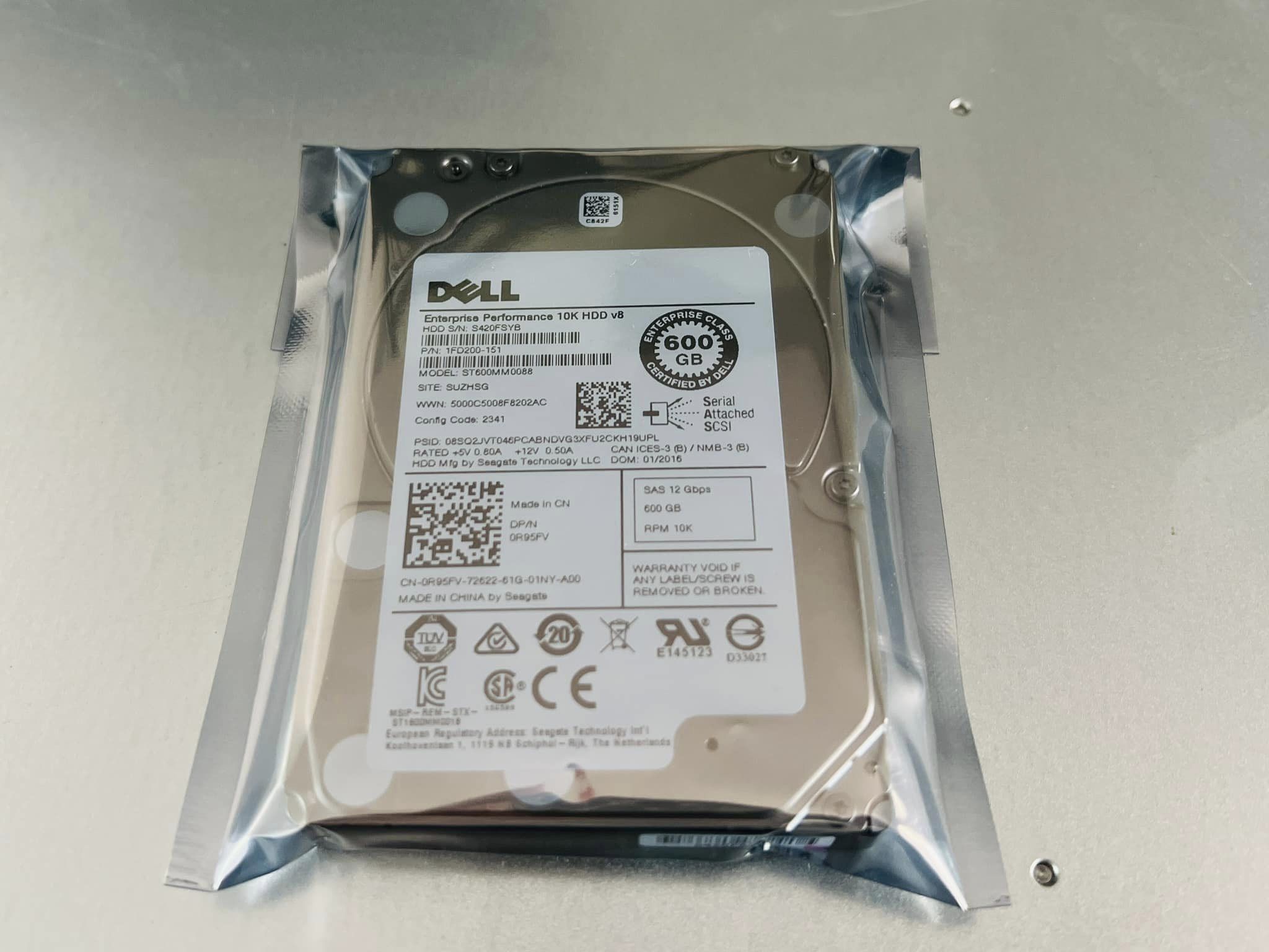 hdd sas 600gb 10k 12gbps ฮาร์ดดิสเซิร์ฟเวอร์มือสองพร้อมใช้งาน