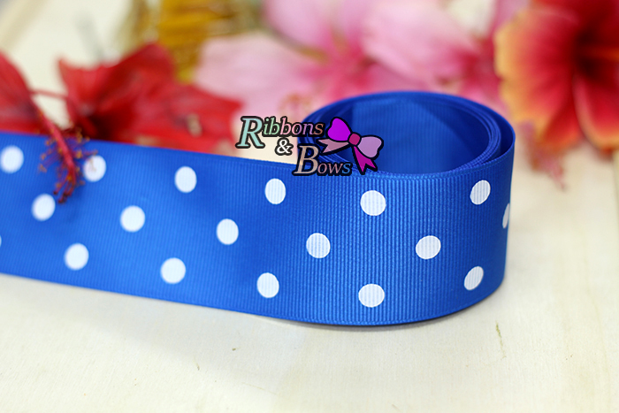 ริบบิ้นผ้าพิมพ์ลายจุด กว้าง 38 mm #PD001