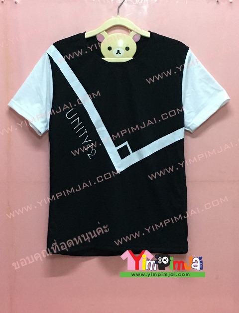 เสื้อยืด สีดำ แขนสั้นขาว สกรีนตามสั่ง Unity12