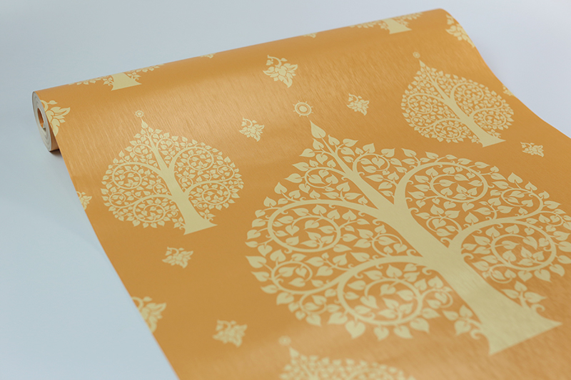 วอลเปเปอร์ลายไทย ลายต้นโพธิ์ เหลือง - ทอง JPS305