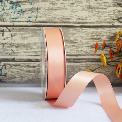 ริบบิ้นผ้าซาติน 2 หน้า สีพีช 50 หลา ( Petal Peach )# WX008