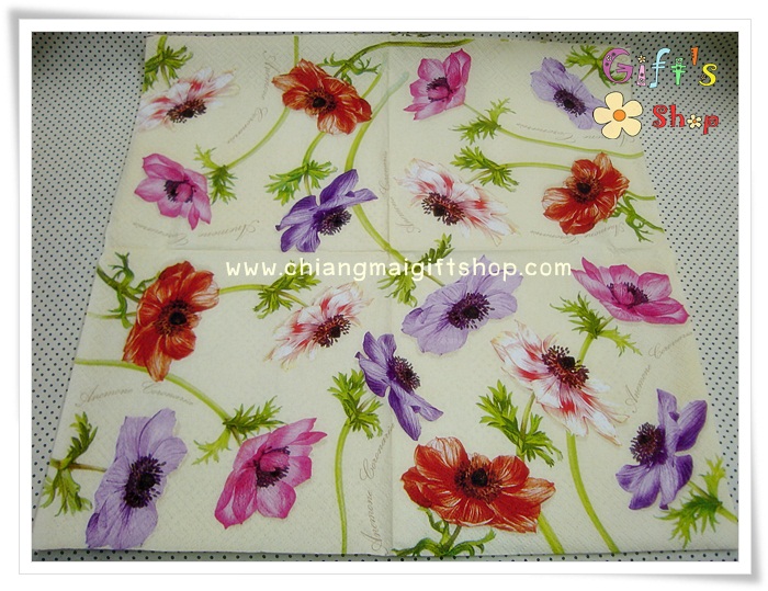 กระดาษแนปกิ้นยุโรป, ลายดอกไม้สีแดง, ลายดอกไม้สีม่วง, ลายดอกไม้สีชมพู, พื้นหลังสีครีม, พื้นหลังสีอ่อน, ลายดอกไม้, ลายดอกไม้พื้นหลังสีขาวหรือสีอ่อน
