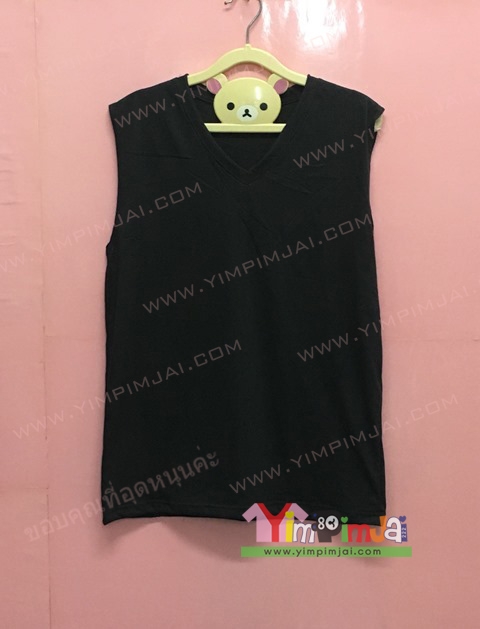 เสื้อกล้าม เสื้อยืด สีดำแขนกุด สกรีนตามสั่ง เสื้อเปล่า